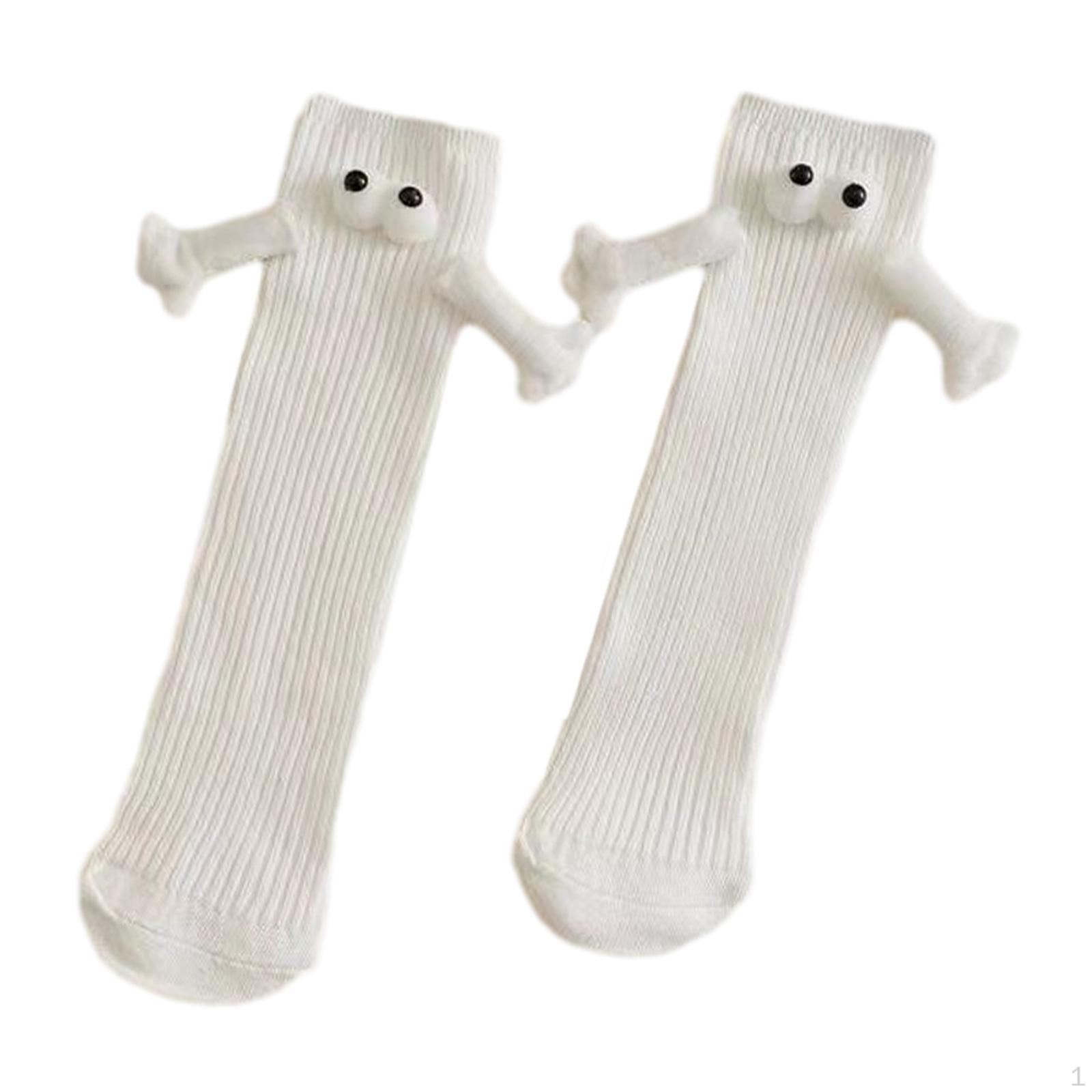 

Mid Tube Cute Socks Comfortable for Women Men Couple Holding Hands білий