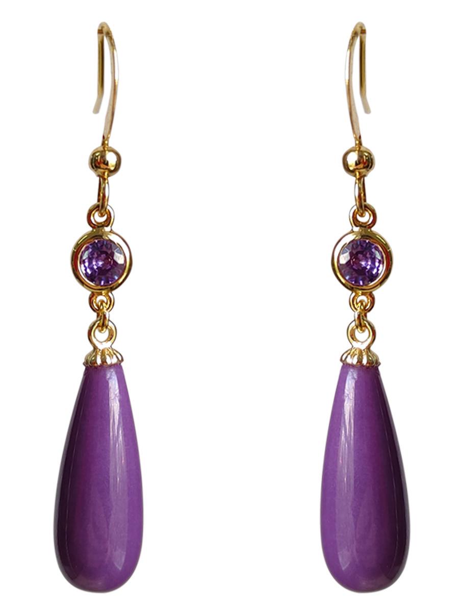 

Simple Style Natural Purple Mica Inlaid Earrings for Women