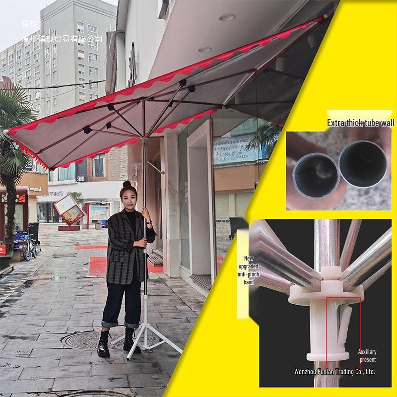 Commercial Outdoor Tilting Sunshade Umbrella: Large, Foldable, Thickened Awning for Sun Protection