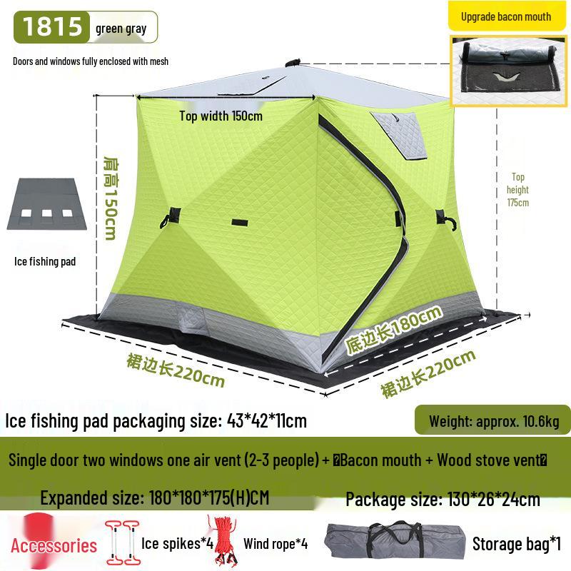 Hexagonal Cotton Ice Fishing Tent - Thickened, No Assembly Needed