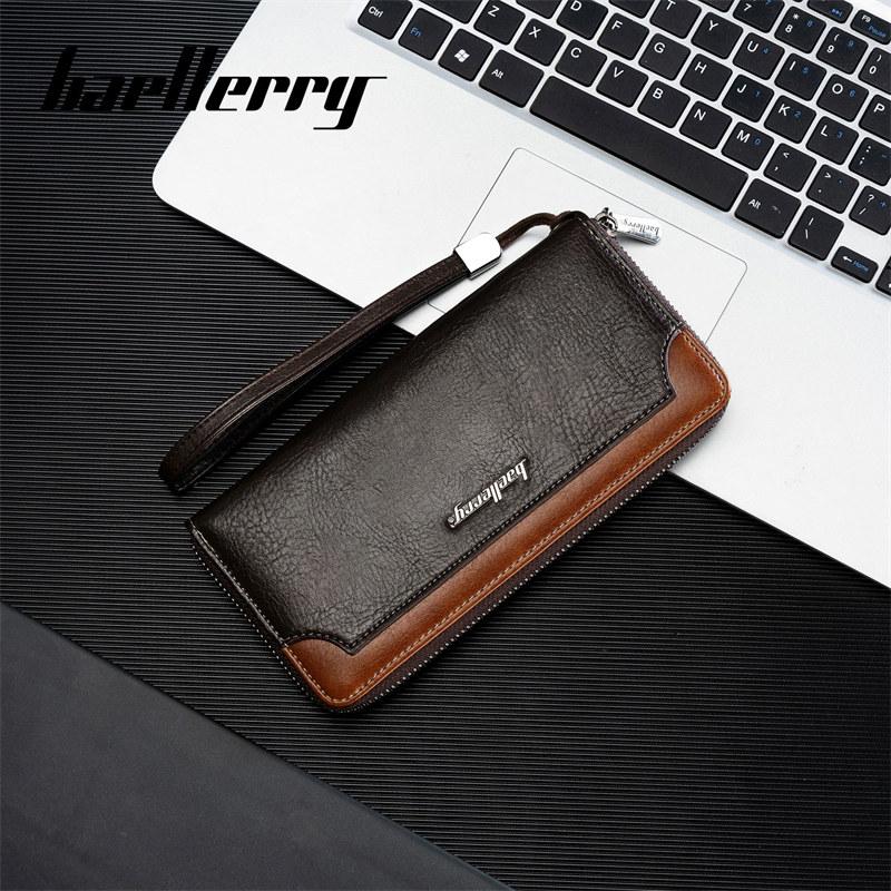 Baellerry Moda Hombre Carteras Largas Diseño Vintage Tarjetero Billetera para Hombre Masculino Cremallera Bolsos de Mano