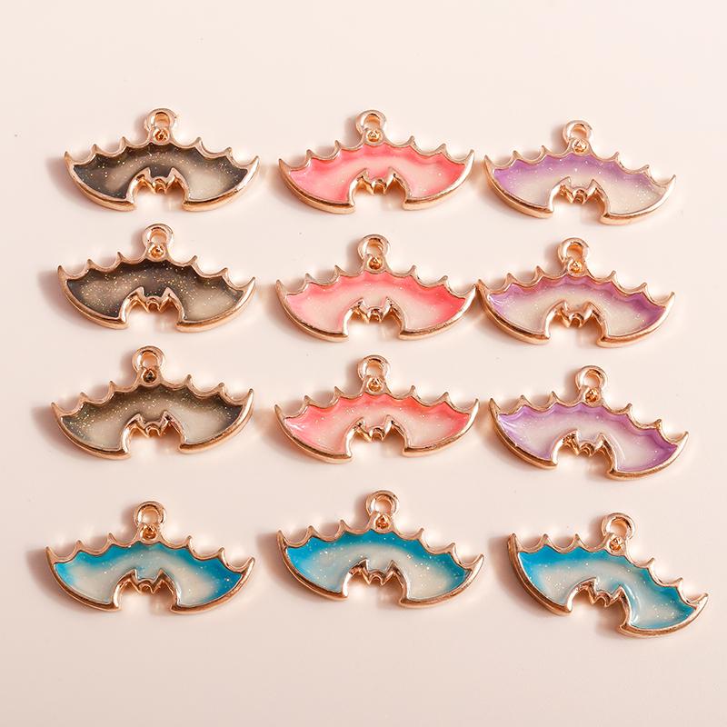 10pcs/lot Mix Enamel Halloween Bat Pumpkin Ghost Charms for Jewelry Making Earrings Pendants Necklaces DIY Keychains Crafts Gift