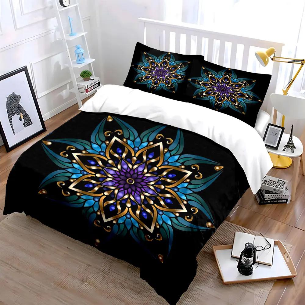 Mandala Decorative Art Set Soft Comfortable Duvet Cover Bedding Set Included 1*Duvet Cover & 2*Pillowcases gift