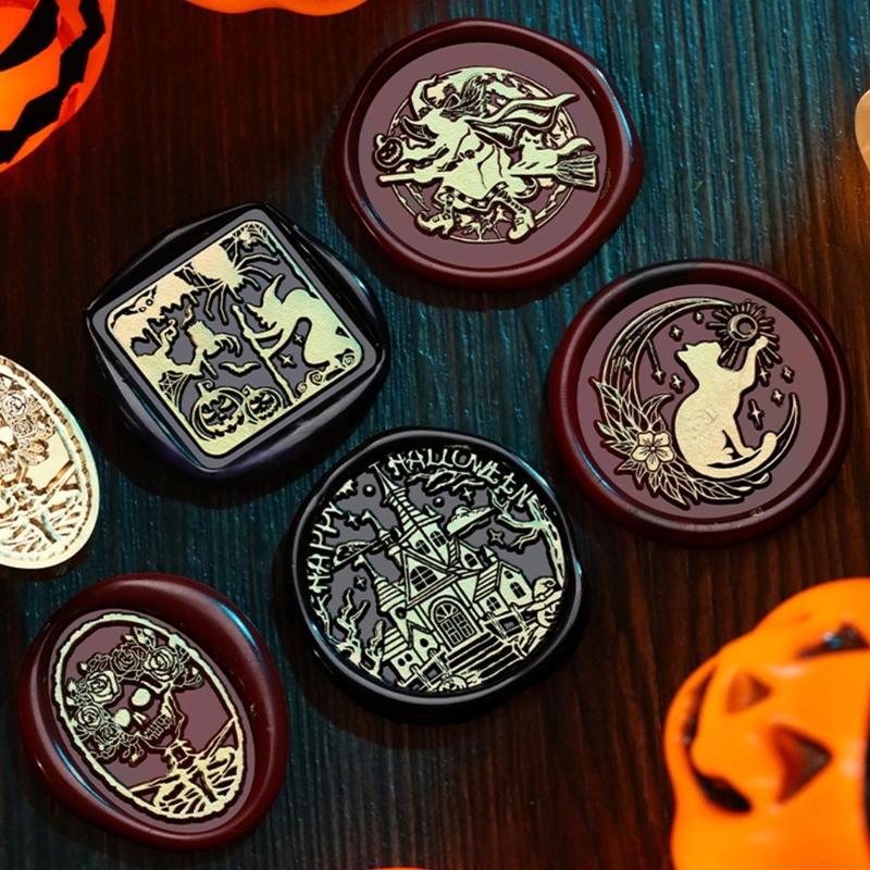 Pumpkins Sealing Wax Stamp Halloween Series Wax Seal Stamp Brass Head Seal Stamp for Scrapbooking Invitations Decoration