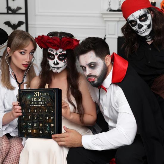 31 Nights of Fright Halloween Countdown Calendar 31/15/7 Days Advent Calendar with Collectible Horror Figures Scary Dolls for Home Decor