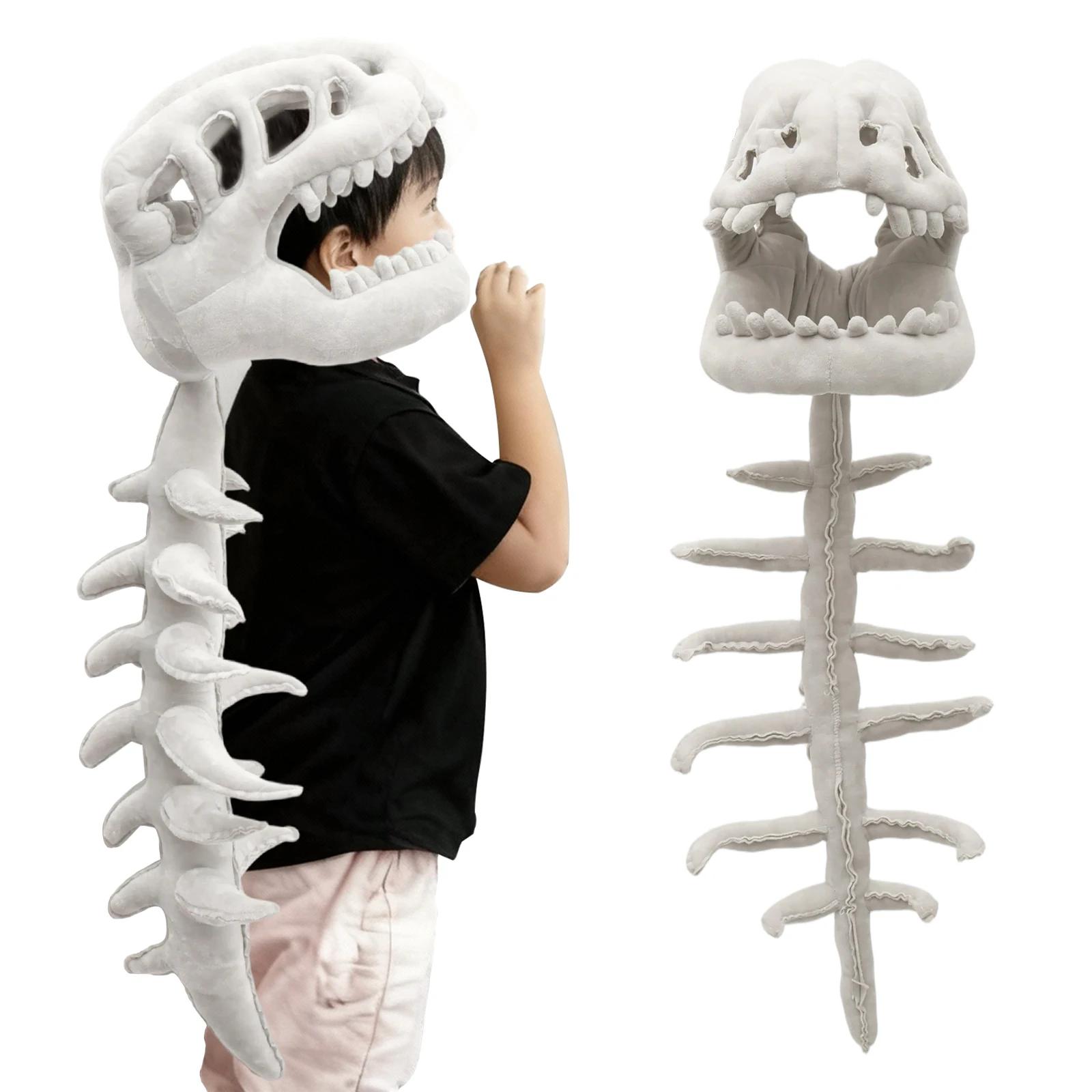 82/110 см Реалистичный Костюм Скелета Динозавра Набор Забавная Маскарадная Шляпа Одежда для Косплея Плюшевый Костюм для Домашней Вечеринки Косплей