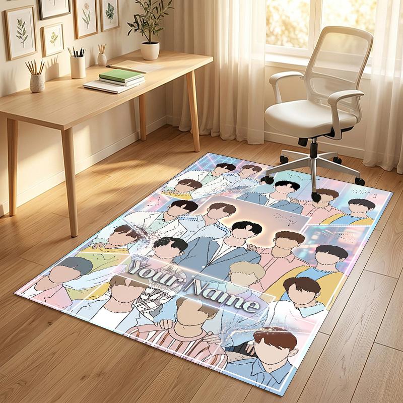 Personalized Crystal Velvet Carpet,SEVENTEEN Custom Printed Name, Plush Area Rug For Home Indoor Decor