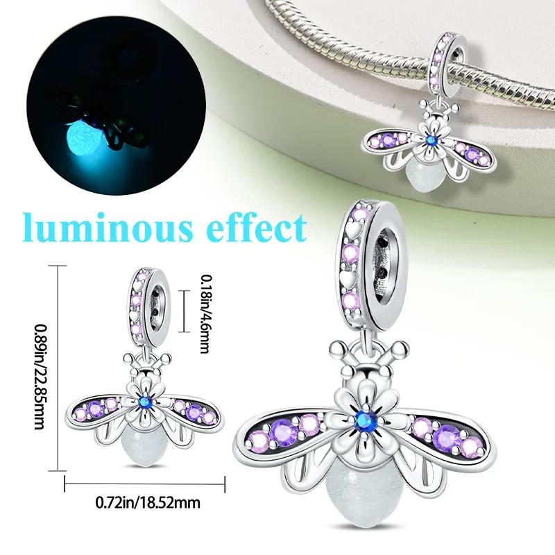 Copper Glow In The Dark Chameleon Charm Fit Original Bracelet Bead For Women Diy Luminous Firefly Fine Jewelry Gift