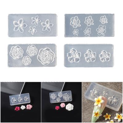 4PCS Silicone Nail Art Molds For 3D Floral Designs Reusable Transparent DIY Crafting Tools Flower Nail Decorations Mold