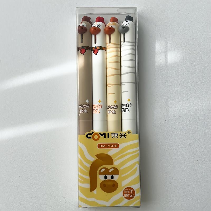 4pcs Horse Style Gel Pen 0.5mm Quick Dry Black Pen Creative Animal Writing Pen Office Supplies Horse Style 4PCS