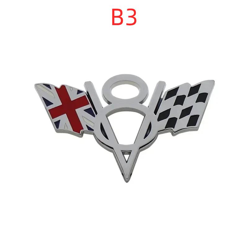 Chrome American Flag V8 V 8 Italy UK Germany US National Flag for Fender Trunk Rear Bonnet Nameplate Decal Emblem Badge Sticker