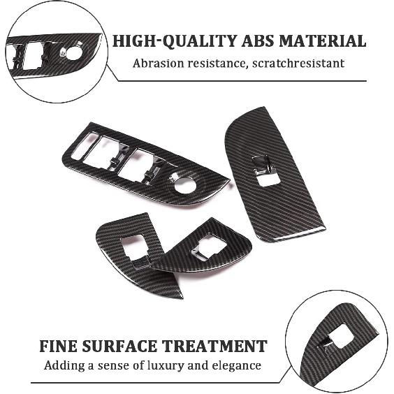 TOYCIDFG Car Door Inner Handle Window Lift Button Panel Cover Trim Compatible with Alfa Romeo Giulia 2017-2021, Carbon Fiber Pattern Car Decoration