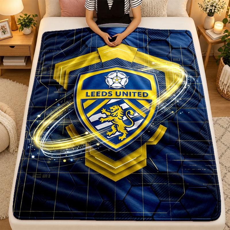 Flannel BlanketLeeds United Football Warm Soft Throw Blanket for Indoor Sofa Bed Living Room Use