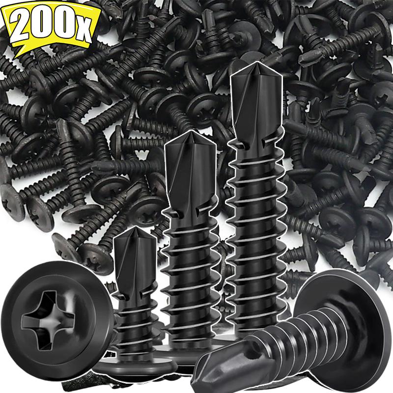 50/200pcs Stainless Steel Self-Tapping Screws Cross Thread Countersunk Flat Head Self-Drilling Metal Wood Screw Fixing Fastener
