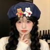 Cowboy Internet celebrity Versatile Bear Fashion Hat Showcase Flat Top Painter Hat Little Cute Face Ladies Two Berets