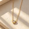 18K Gold-Plated Colorful Zirconia Heart Necklace - Titanium Steel Clavicle Chain