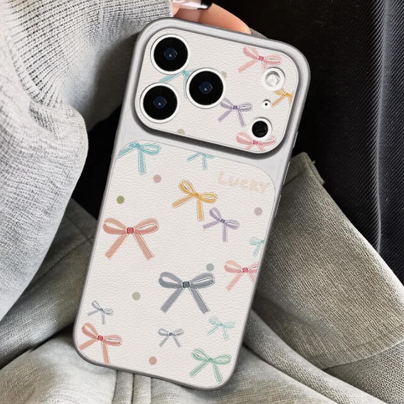 Pink Bowknots Floral Leather Lanyard Case For iPhone 18 Pro Max 17 16 15 14 13 Pro Max Luxury Hybrid TPU+PU Anti-skid Soft Phone Cover