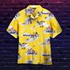 Neue Herren Hawaii Gelbe Hemden Kreative Chinesische Landschaftsmalerei Kurzarm Aloha Hemden Kubanischer Stil Sommer