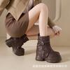 Botas Martin de cuero genuino de 12 cm, suela gruesa, para muffins, otoño e invierno 2025, botas de pantalón con hebilla de cinturón retro, botas cortas pequeñas para aumentar la altura