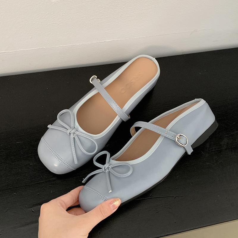 

Летние женские мюли-шлепанцы в балетном стиле, модные женские элегантные платья-слайды с бабочкой 35 синий