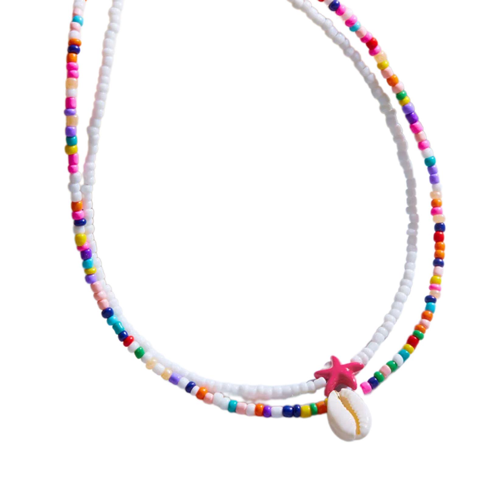 

Pack Of 2 Bohemian Style Double Layer Starfish Shell Beaded Pendant Necklace For Women And Young Fashion Enthusiasts 3