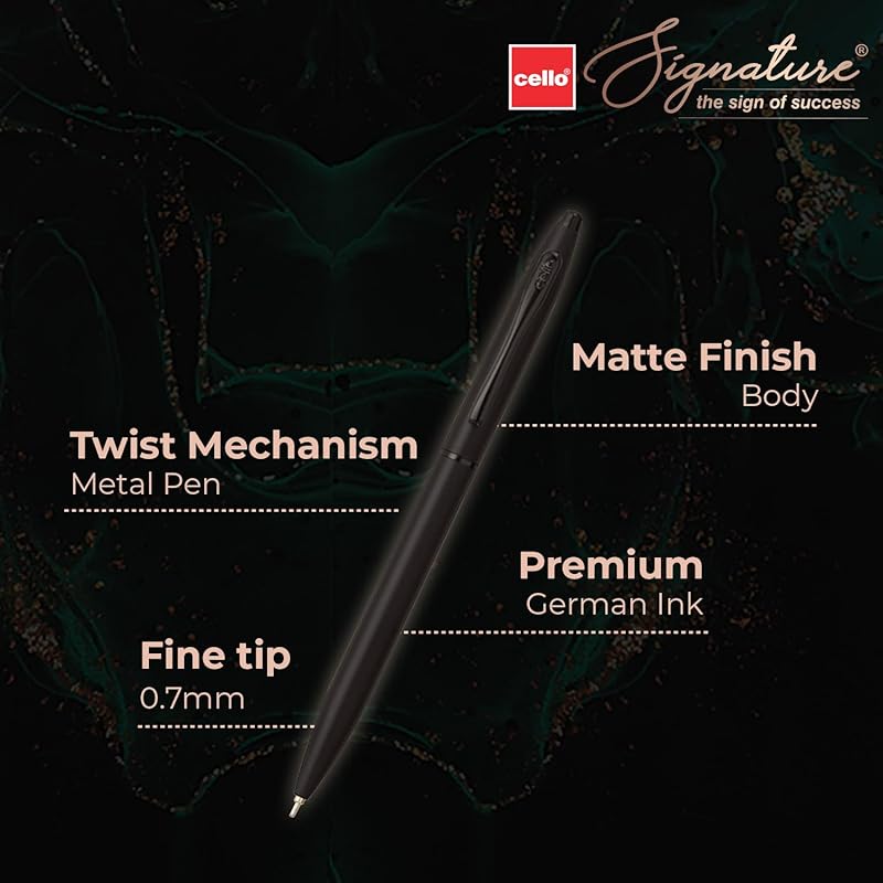 Signature Cello Pen + Birthday Scroll Gift Pack | Blue Ink | 1 Premium Metal Pen | Ideal Birthday & New Year Gift | Styl 11 чёрный