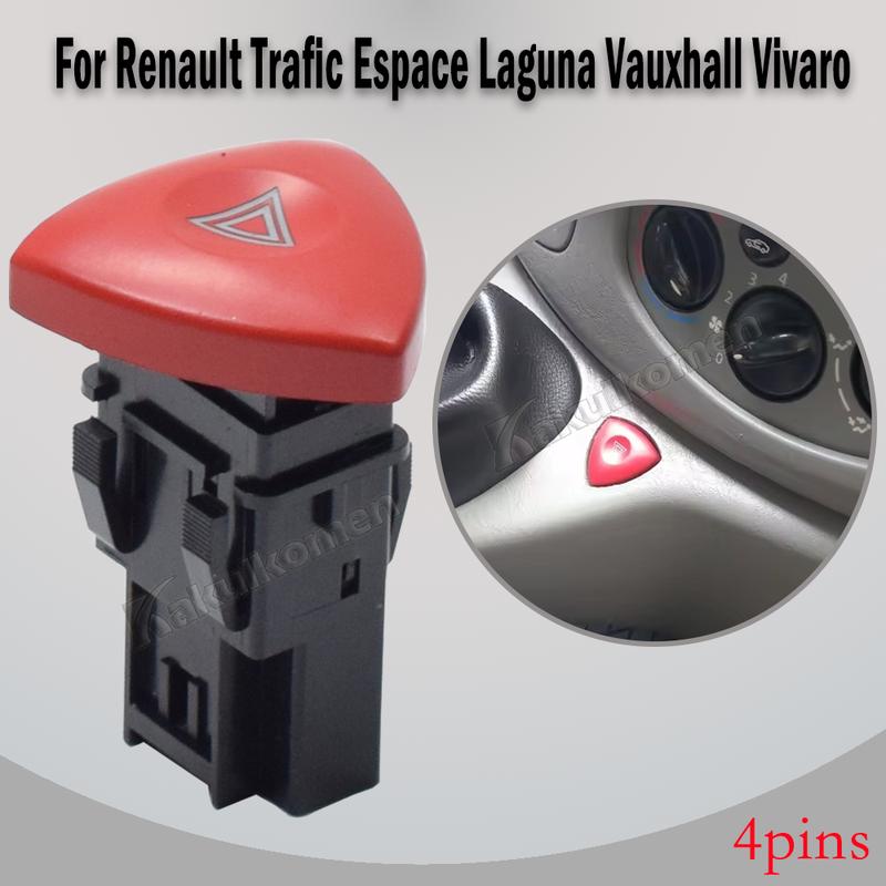 HAZARD WARNING FLASHER LAMP SWITCH Button for OPEL Renault Trafic Espace Laguna /Vauxhall/Clio 2 8200442724 93856337 8200002441
