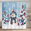 Red Christmas Shower Curtain Set Funny Santa Claus Gift Green Pine Branches Xmas Balls Home Bathroom Decor Bath Mat Toilet Cover
