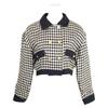Chanel Houndstooth Vintage Short Double Jacket 9 Black WhiteUsed