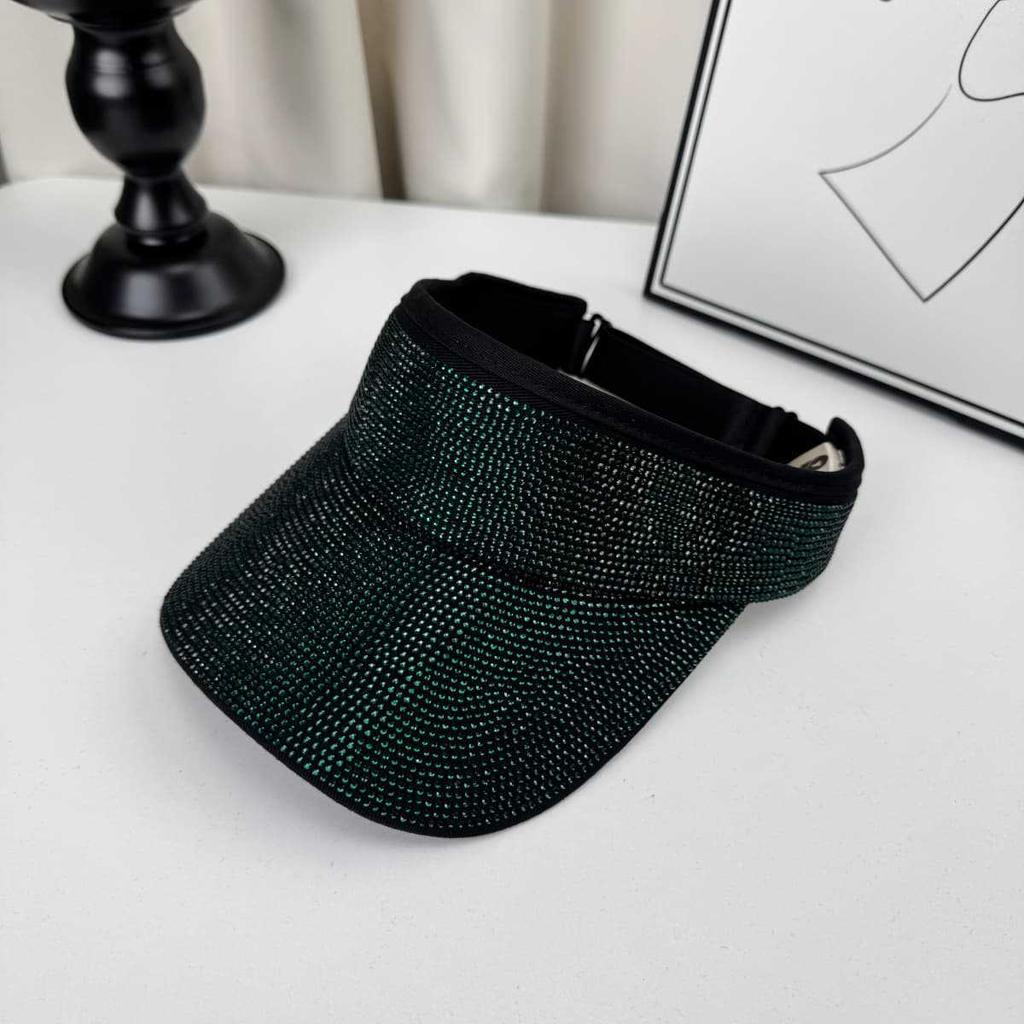 Women'S Full Diamond Hollow Top Hat Spring Summer Sun Protection Baseball Cap Rhinestone Encrusted Headband Shading Accessory