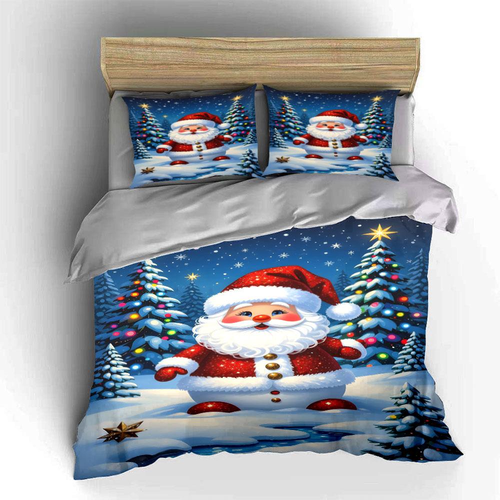 Santa Claus Winter Wonderland Bedding Duvet Cover Set Duvet Cover Pillowcases (1*Duvet Cover 2*Pillowcases, without duvet insert)
