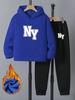 Nouvel Ensemble Pantalon à Capuche Manches Longues à Motif Tendance Lettres NY pour Garçons - Cadeau de Noël