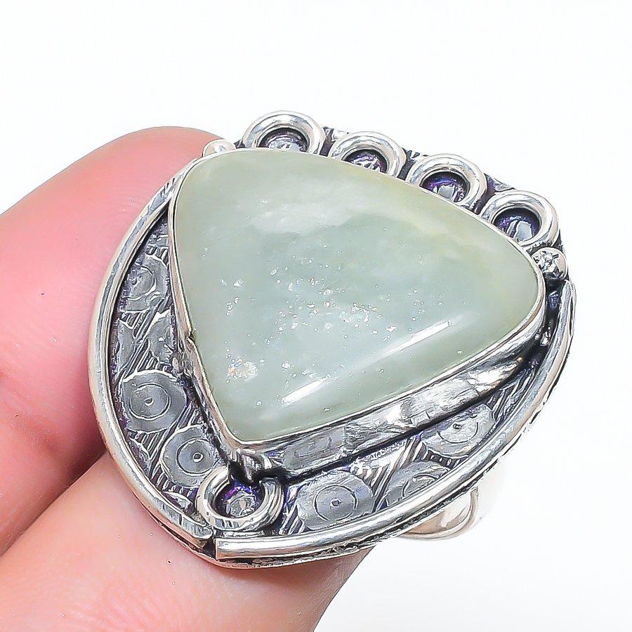 Natural Aquamarine Gemstone 925 Sterling Silver Jewelry Ring Size 8 AR-16941