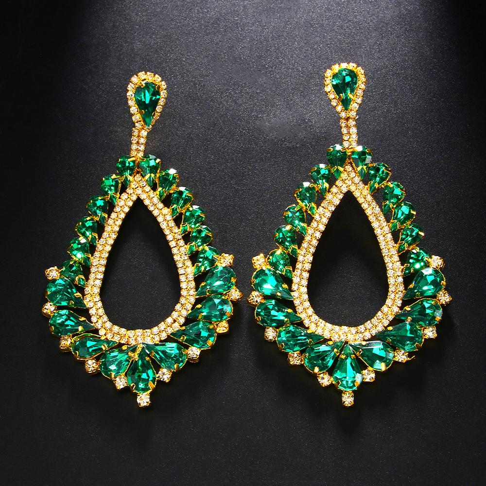 Stonefans Exaggerated Water Drop Rhinestone Earrings Stud for Women Queen Party Statement Crystal Dangle Earrings Trendy Jewelry