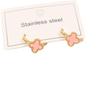 18K Gold Titanium Steel Four-Leaf Clover Earrings with Butterfly Studs for Women - Colorfast Stainless Steel Jewelry