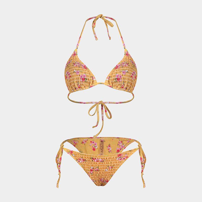 Europäisches und Amerikanisches Bedrucktes Dreiteiliges Bikini-Set mit Gaze-Rock - Sexy Urlaubs-Badeanzug