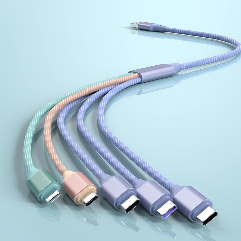 1 Typec Android charging cable USB multi-head one-to-five data cable multi-function three-in-one universal double head