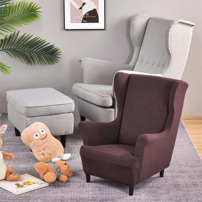 Elastic Kids Wing Chair Cove Polar Fleece Spandex Children Wingback Armchair Covers Single Sofa Slipcovers Furniture Protector