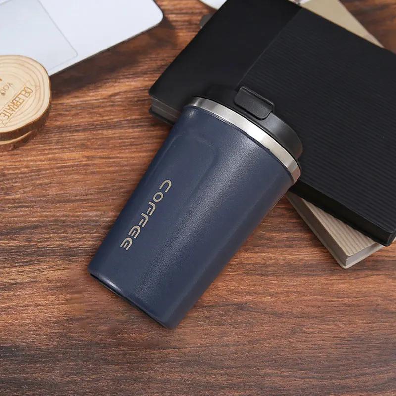 

350/500 мл Кофе Непроливающийся Дорожный Термостакан Нержавеющая Сталь Многоразовый Стакан для Кофе с Непроливаемой Крышкой Дорожный Термостакан Кружка 1 шт. 350ml синий