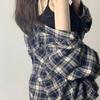 Women Oversized Plaid Shirt Long Sleeve Collared Button‑Down Blouse Loose Fit Checkered Casual Streetwear Tops