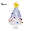 Handmade Colored Glass Decor Glazed Christmas Tree Figurine, Colorful Miniature Xmas Decor, Handcrafted Seasonal Home Festive Ornament Table