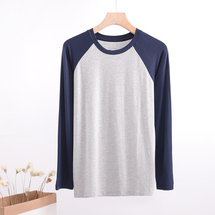Men s Modal Raglan Patchwork Long Sleeve T-Shirt 4XL