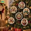 6pcs DIY Pearl Diamond Painting 2D Combination Set Animal Pattern Wooden Christmas Tree Pendant Holiday Party Artware Decoration