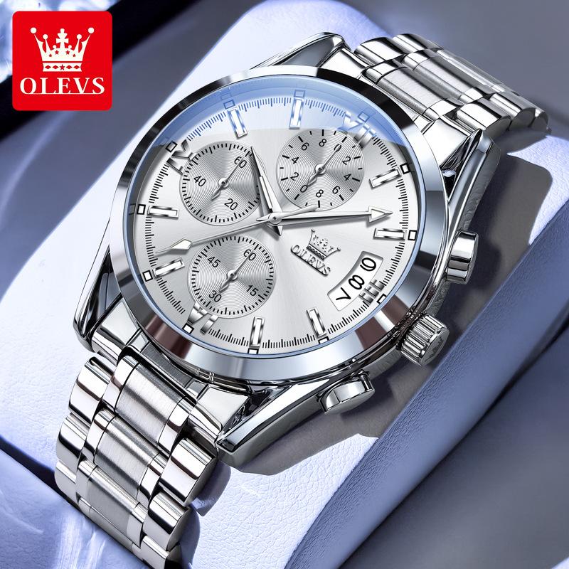 OLEVS Men Watch Multi Functional Waterproof Calendar Chronograph Luxury Brand Original Quartz Watch Men Sports Watch