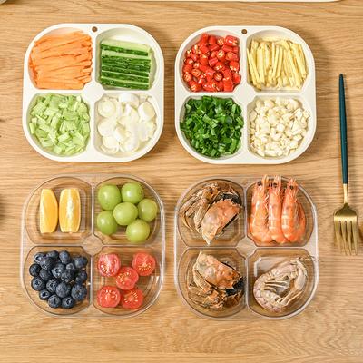 Divided Plates Anti-Scalding Fruit Plate 4 Compartment Food Dinner Plate Tray Multifunctional Divided Serving Tray