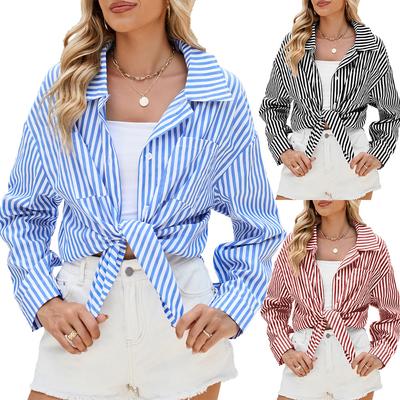 2024 Autumn/Winter New Oversized BF Style Long Sleeved Loose Striped Shirt For Women