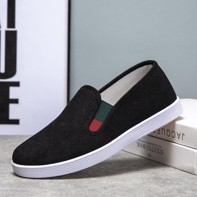 Old Beijing Cloth Shoes Men's Corduroy Board Shoes Non-slip and Wear-resistant One-pedal Trendy Versatile Men's Work Shoes