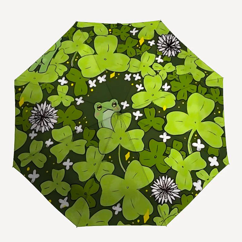 

1pc Clover Frog Automatic Open/close Umbrella, 8-Rib sturdy structure, Portable Travel Umbrella, Parties, Everyday Useb042