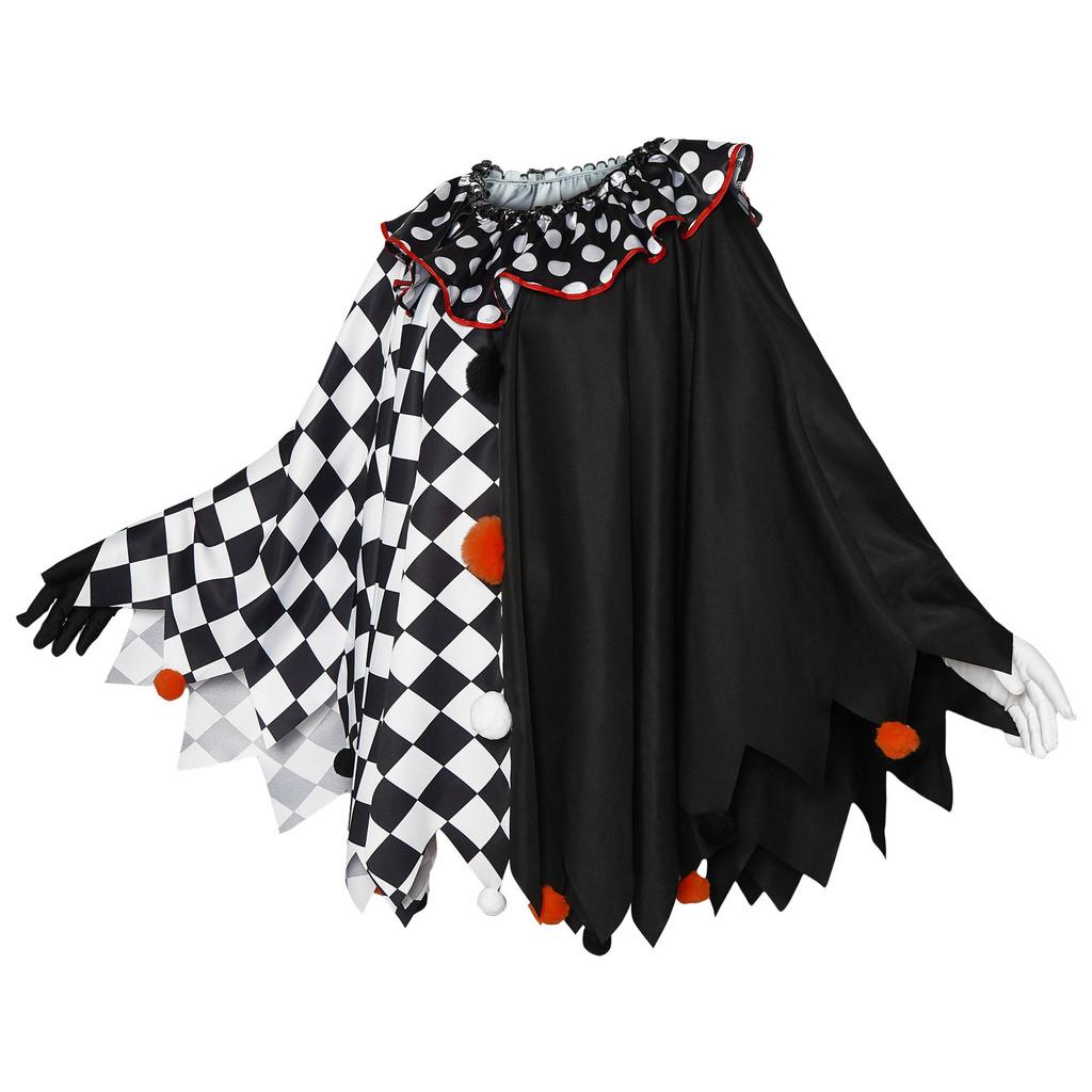 Halloween Fashion Costume With Black White Cloak Made Of Breathable Cotton For Role Play