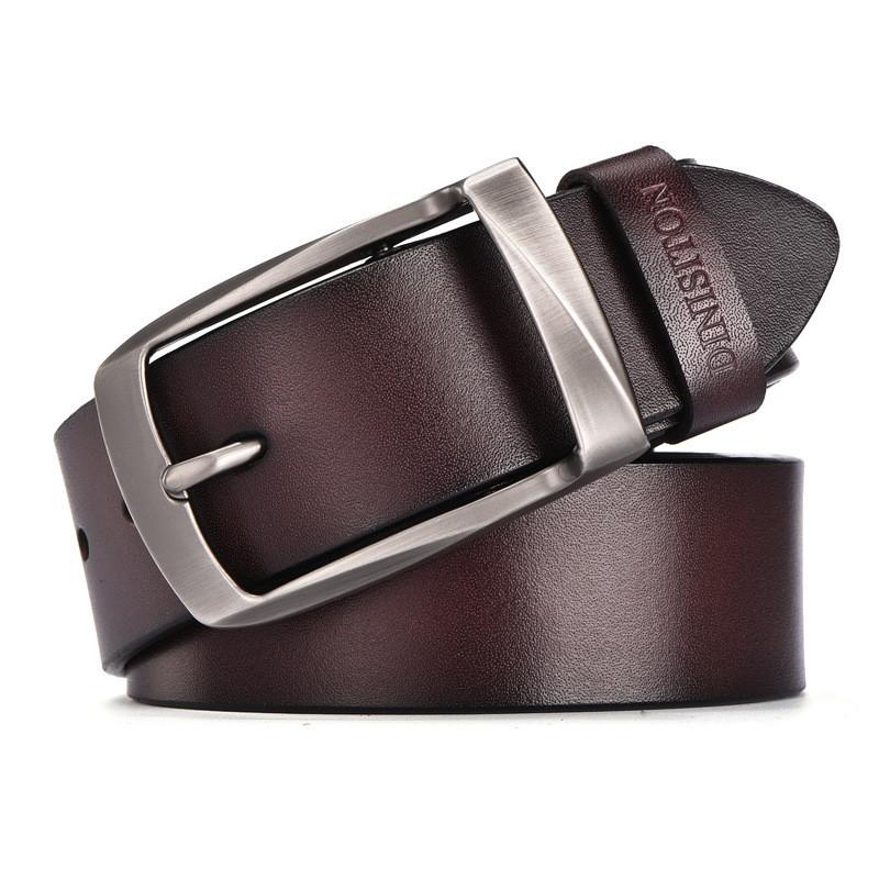 Retro Two-layer Cowhide Leather Belt With Alloy Pin Buckle In Various Colors And Lengths